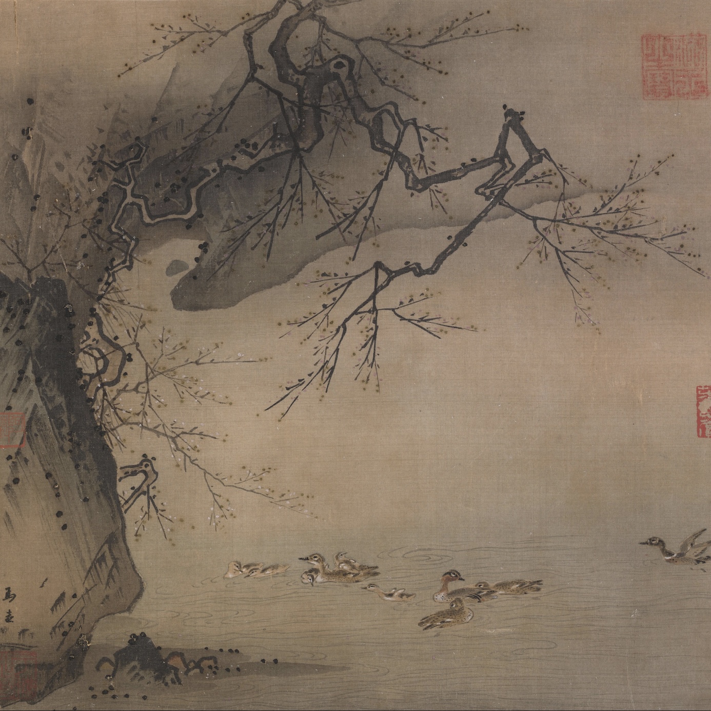 【梅石溪凫图】