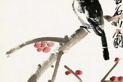 【红梅寒雀图】
